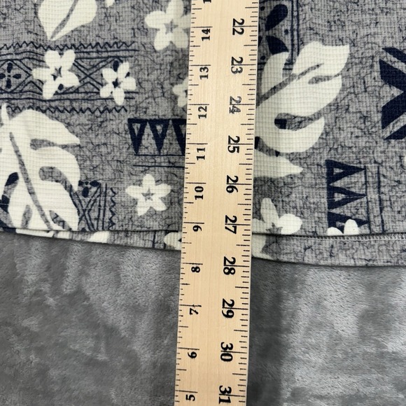 Vtg Quiksilver Shirt Mens Large Gray Hawaiian Polo Short Sleeve Beach USA Leaf - Picture 4 of 6